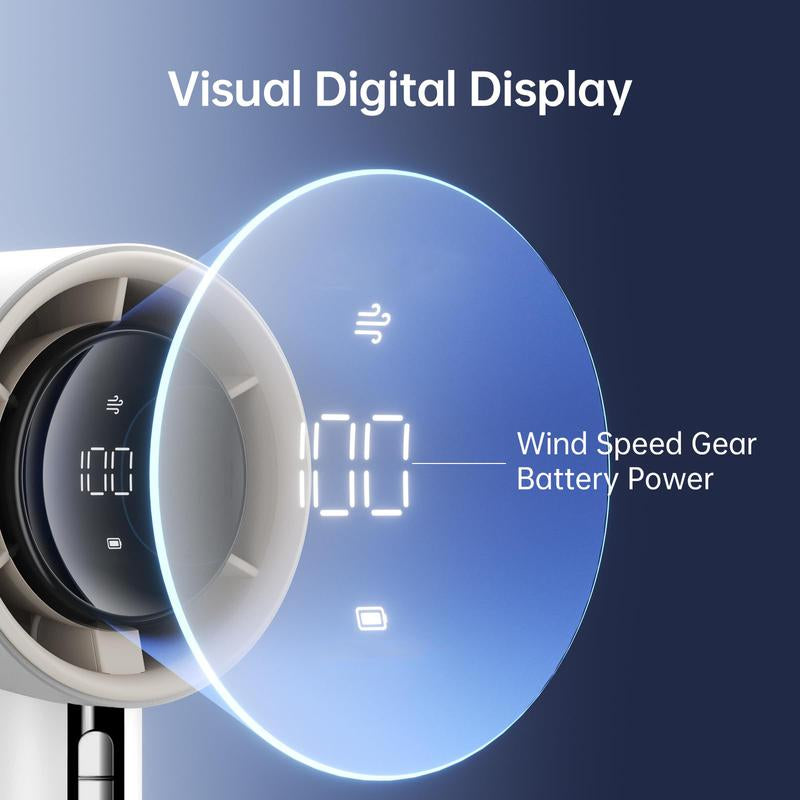 Portable Silent Fan with 12-Hour Battery Life and 1-100 LED Display, USB Rechargeable, Ideal for Outdoor Activities such as Camping, Hiking, Fishing, and Hunting