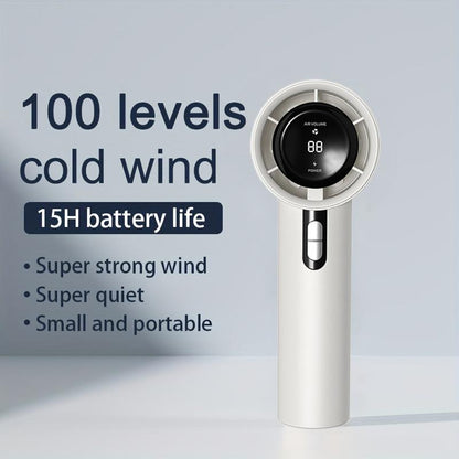 Portable Silent Fan with 12-Hour Battery Life and 1-100 LED Display, USB Rechargeable, Ideal for Outdoor Activities such as Camping, Hiking, Fishing, and Hunting