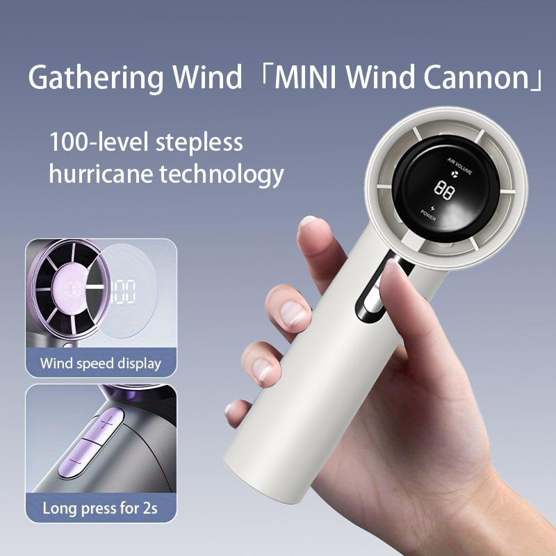 Portable Silent Fan with 12-Hour Battery Life and 1-100 LED Display, USB Rechargeable, Ideal for Outdoor Activities such as Camping, Hiking, Fishing, and Hunting